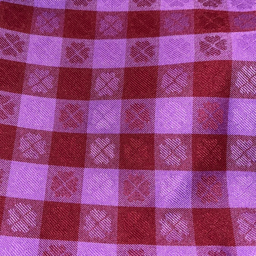 2.333 yards of polyester 1” check fabric in purple